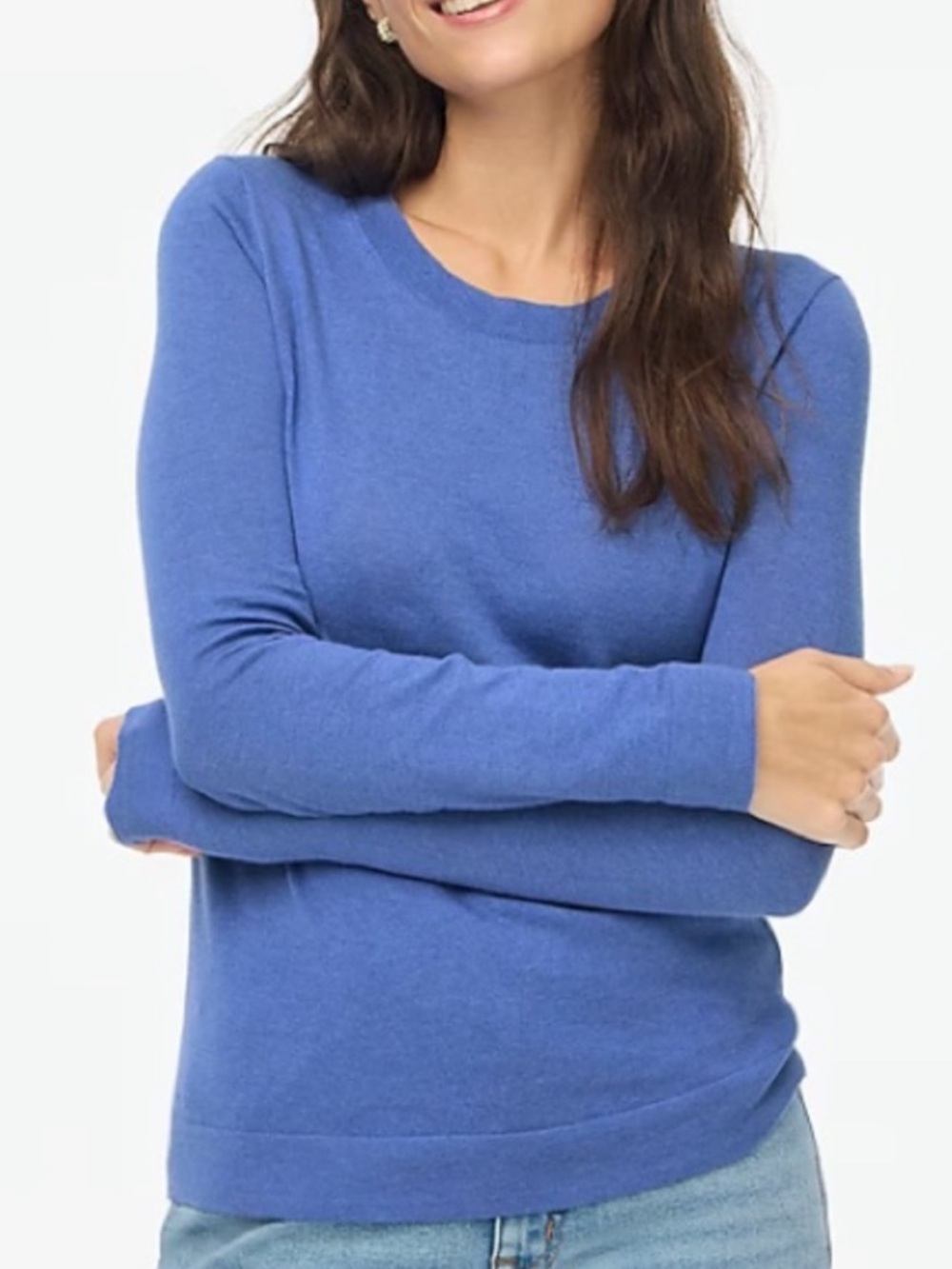 J. Crew Blue Cotton Teddie Crewneck Sweater, Size XL, NWT